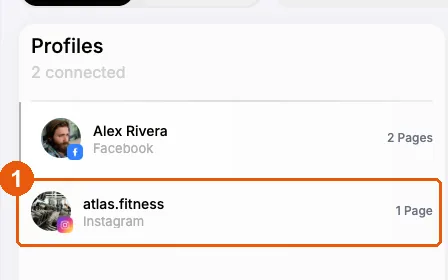 atlas.fitness Instagram profilinin bağlı olduğu Hesaplarım sayfası